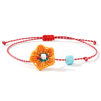 Handmade Woven Flower Polyester Cord Bracelets MK8494-4-1