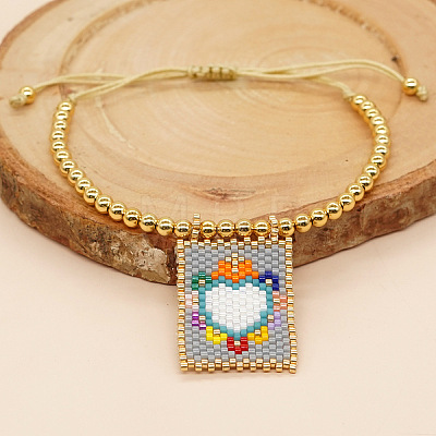 Handmade Glass Seed Bead Charm Bracelets PX3298-1-1