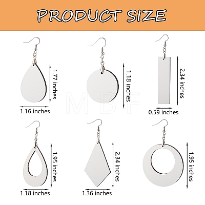 6 Sets 6 Style DIY Sublimation Blank Earring Making Finding Kit DIY-SZ0007-74-1