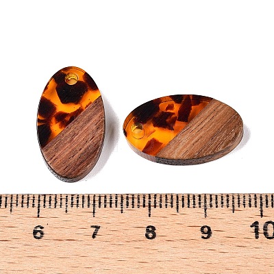 Transparent Resin and Walnut Wood Pendants RESI-T057-03D-1