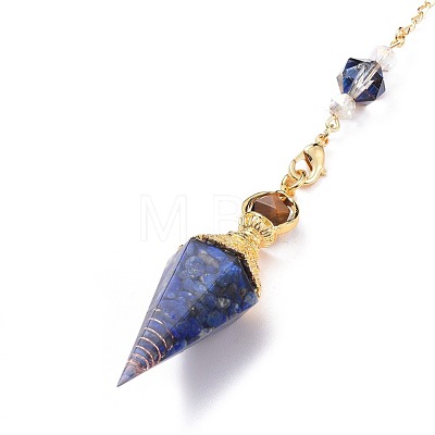 Resin Hexagonal Pointed Dowsing Pendulums(Brass Finding and Gemstone Inside) G-L521-A06-1