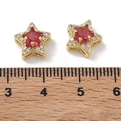 Brass Micro Pave Cubic Zirconia Slide Charms KK-D226-02G-03-1