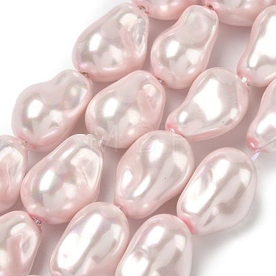 Electroplate Porcelain Imitation Pearl Beads Strands PORC-K009-01A-1