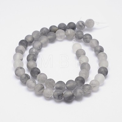 Frosted Natural Cloudy Quartz Round Beads Strands X-G-F255-02-10mm-1