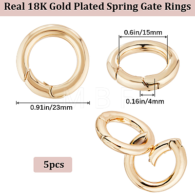 Beebeecraft 5Pcs Brass Spring Gate Rings KK-BBC0012-51-1