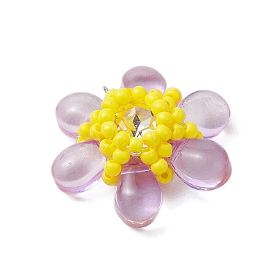 Beaded Flower Charms PALLOY-MZ00438-02-1