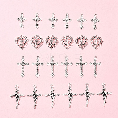 24Pcs 4 Styles Tibetan Style Alloy Pendants TIBE-FS0001-18-1