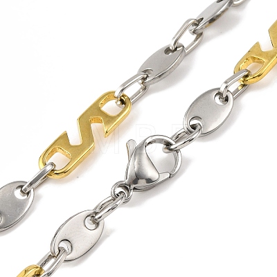 201 Stainless Steel Oval Links Chain Necklace NJEW-F22-39S-GP-1