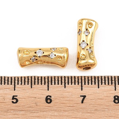 Brass Micro Pave Clear Cubic Zirconia Beads KK-Z162-21G-1