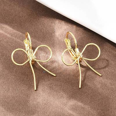 Bowknot Brass Leverback Earrings EJEW-A150-04C-G-1
