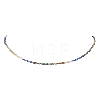 2MM Natural & Synthetic Mixed Gemstone Gradient Color Faceted Round Beaded Necklaces for Women NJEW-JN05865-03-1