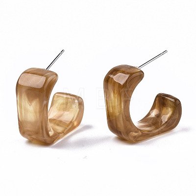 Transparent Resin Half Hoop Earrings EJEW-T012-06-B02-1