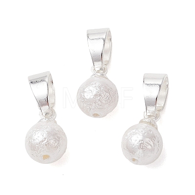 Wrinkle Textured Shell Pearl Round Charms PALLOY-JF05063-02-1