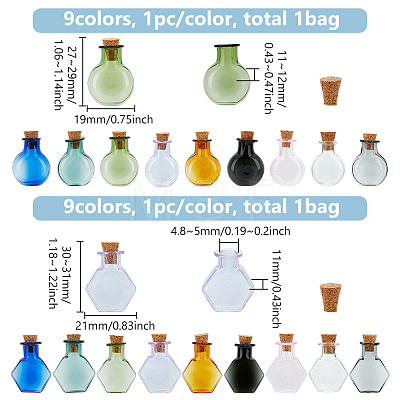 2 Sets 2 Styles Mini Glass Bottle GLAA-BC0001-31-1