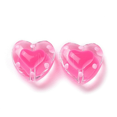 Glass Heart Beads GLAA-D005-01B-1