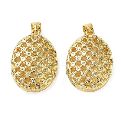 Brass Micro Pave Clear Cubic Zirconia Pendants KK-D221-19G-04-1