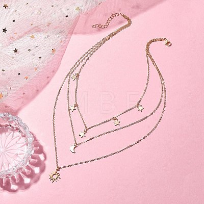 Brass 3 Layer Necklaces for Women NJEW-JN04734-02-1