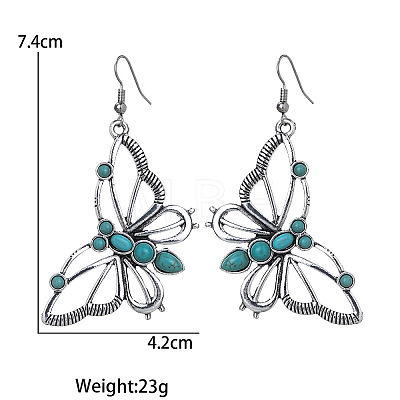 Butterfly Alloy & Synthetic Turquoise Dangle Earrings FS-WG781FC-01-1