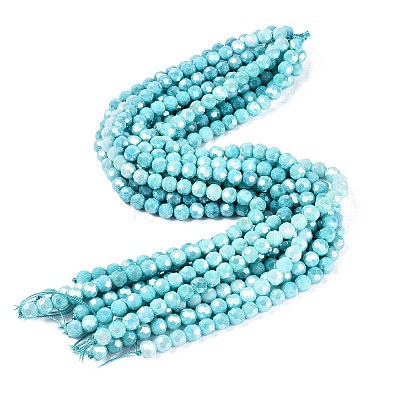 Anti-Tarnish Electroplate Glass Beads Strands EGLA-ZX010-8mm-10-1