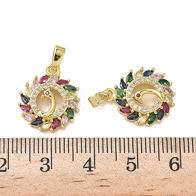 Brass Micro Pave Cubic Zirconia Pendants KK-P334-31G-1