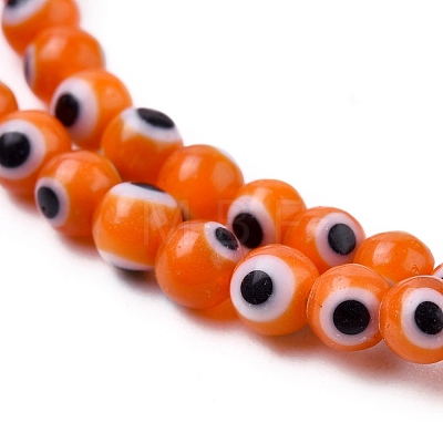 Handmade Evil Eye Lampwork Round Bead Strands X-LAMP-L055-4mm-03-1