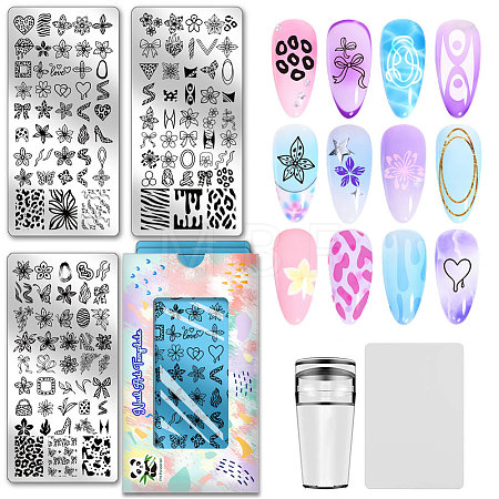 Stainless Steel DIY Nail Art Templates MRMJ-WH0092-280-1
