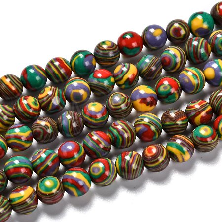 Synthetic Malachite Beads Strands G-I199-32-6mm-G-1