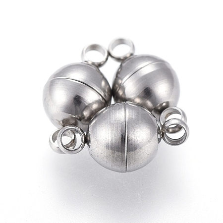 Tarnish Resistant 201 Stainless Steel Magnetic Clasps with Loops STAS-K200-03P-D-1