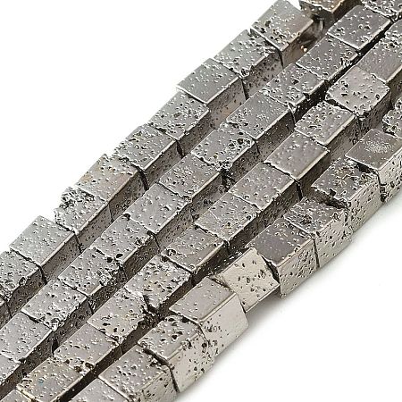 Electroplated Natural Lava Rock Beads Strands G-L606-E02-01A-1