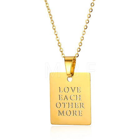 304 Stainless Steel Inspirational LOVE EACH OTHER MORE Dog Tag Pendant Necklaces for Women WG6E5CF-04-1