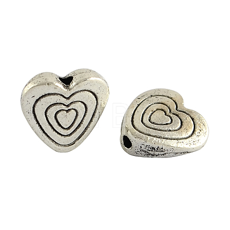 Tibetan Style Alloy Heart Beads X-TIBEB-1267-AS-LF-1
