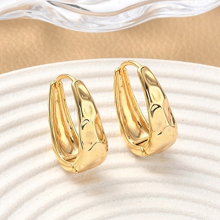 Brass Oval Hoop Earrings EJEW-D337-13G-1