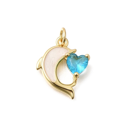 Brass Micro Pave Cubic Zirconia Pendants KK-D255-03G-02-1