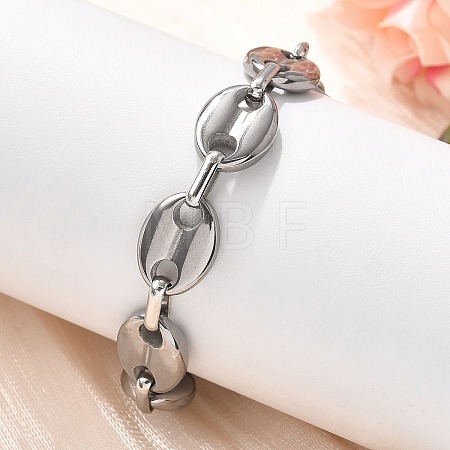 304 Stainless Steel Oval Link Chains Bracelets for Men & Women BJEW-D042-52P-1