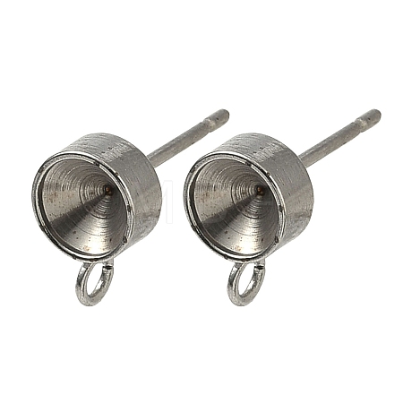 Non-Tarnish 201 Stainless Steel Stud Earring Settings STAS-S041-08-1