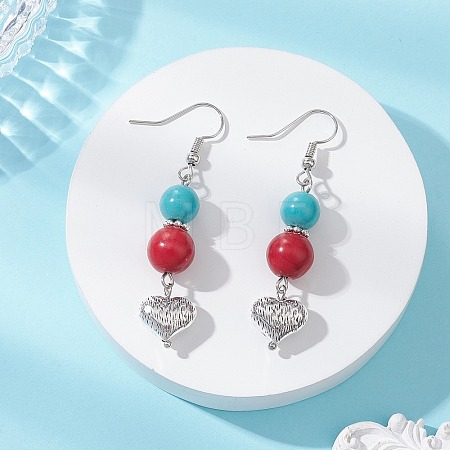 Synthetic Turquoise & Alloy Dangle Earrings EJEW-JE06929-1