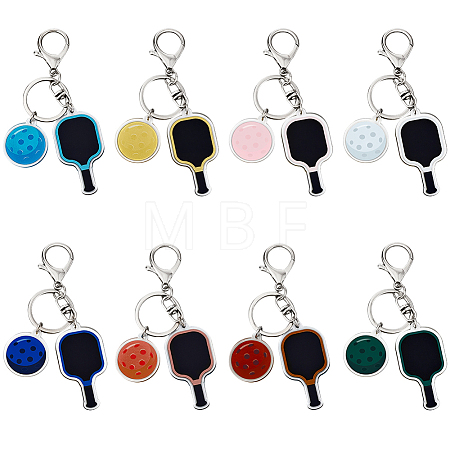 8Pcs 8 Colors Sport Theme Plastic Keychains KEYC-SP0001-72-1