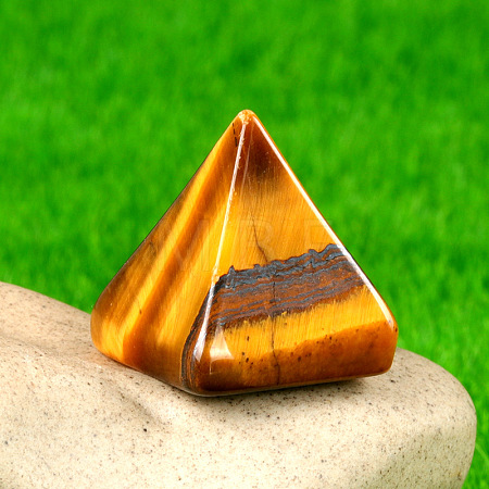 Natural Tiger Eye Healing Pyramid Figurines PW-WG30742-03-1
