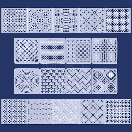 18Pcs PET Embroidery Template DIY-ME0003-65-1