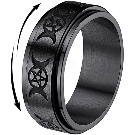 Triple Moon Goddess Stainless Steel Rotating Finger Ring PW-WG65299-12-1