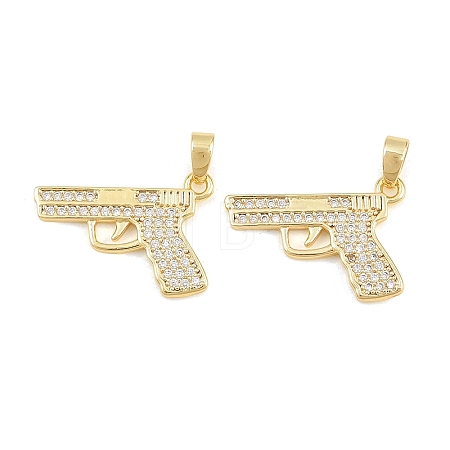 Brass Clear Cubic Zirconia Pendants KK-E800-12G-1