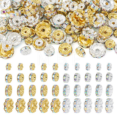 120Pcs Brass Rhinestone Spacer Beads RB-TA0001-36B-1