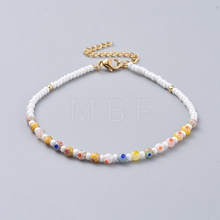Millefiori Glass Anklets AJEW-AN00272-1
