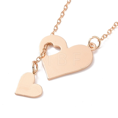 302 Stainless Steel Heart Puzzle Pendant Lariat Necklaces NJEW-I118-01KCG-1