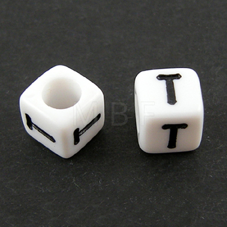 Letter Acrylic European Large Hole Beads X-OPDL-R050-10mm-T-1