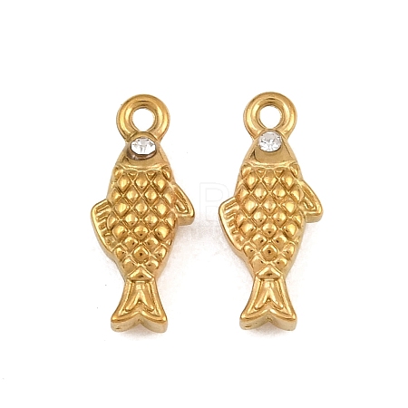 304 Stainless Steel with Crystal Rhinestone Charms RB-CBABFDA-11A-G-1