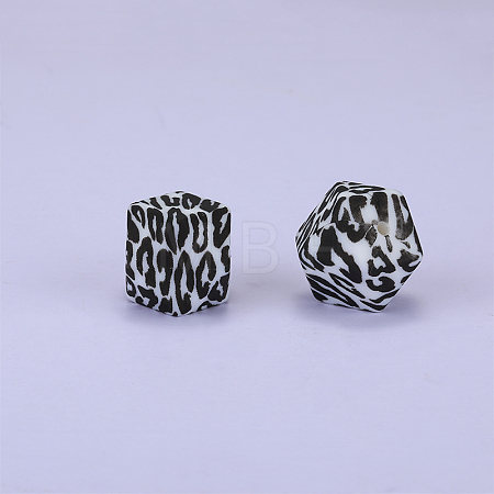 Colorful Pattern Printed Silicone Focal Beads SI-JX0022A-06-1