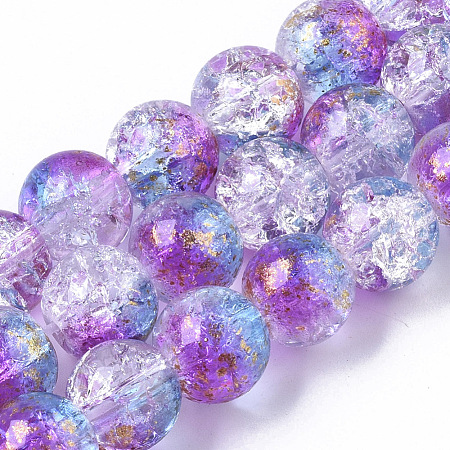 Transparent Spray Painted Crackle Glass Bead Strands GLAA-N035-03D-A03-1