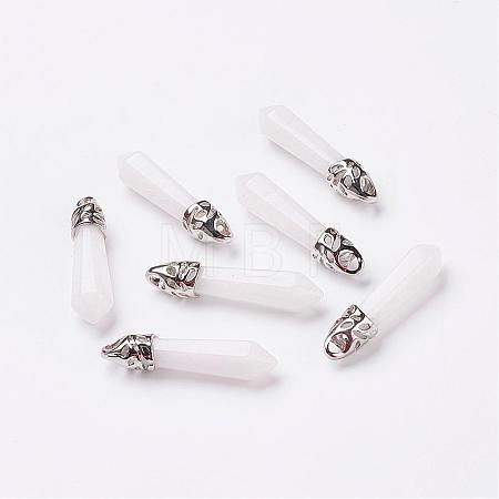 Natural White Jade Pointed Pendants G-P309-13-1