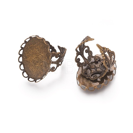 Cuff Brass Filigree Ring Components KK-E478-AB-NF-1